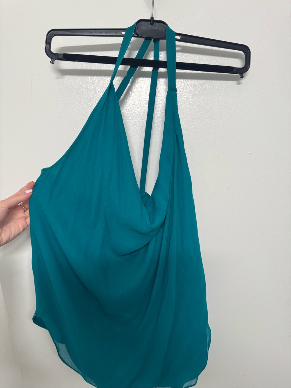 Haute Hippie Teal Halter Drape Front Camisole